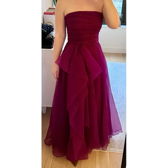 Theia Teresa Draped Tulle Gown - Sangria - Size 6 - Picture 9 of 9